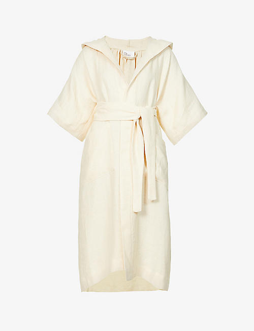 LISA MARIE FERNANDEZ: Hooded relaxed-fit linen dressing gown