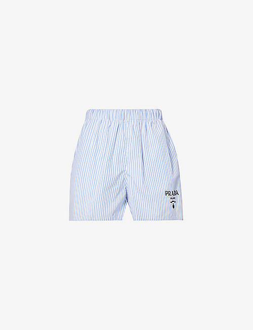 PRADA: Striped mid-rise cotton shorts