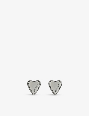 GUCCI - Trademark earrings heart-motif sterling silver stud earrings |  