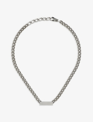 GUCCI Guccitag branded sterling-silver and enamel chain necklace