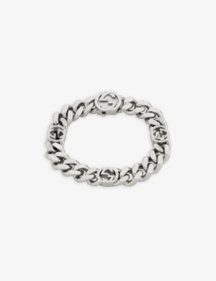 Gucci Womens Silver Interlocking G Sterling-silver Bracelet