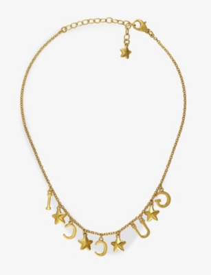 Shop Gucci Women's Yellow Gold Script Gold-tone Brass, Crystal And Glass Necklace