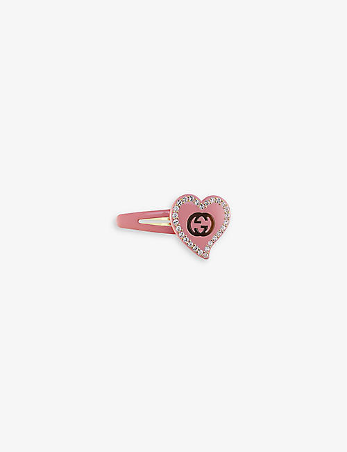 GUCCI: Logo-embellished heart resin hair clip