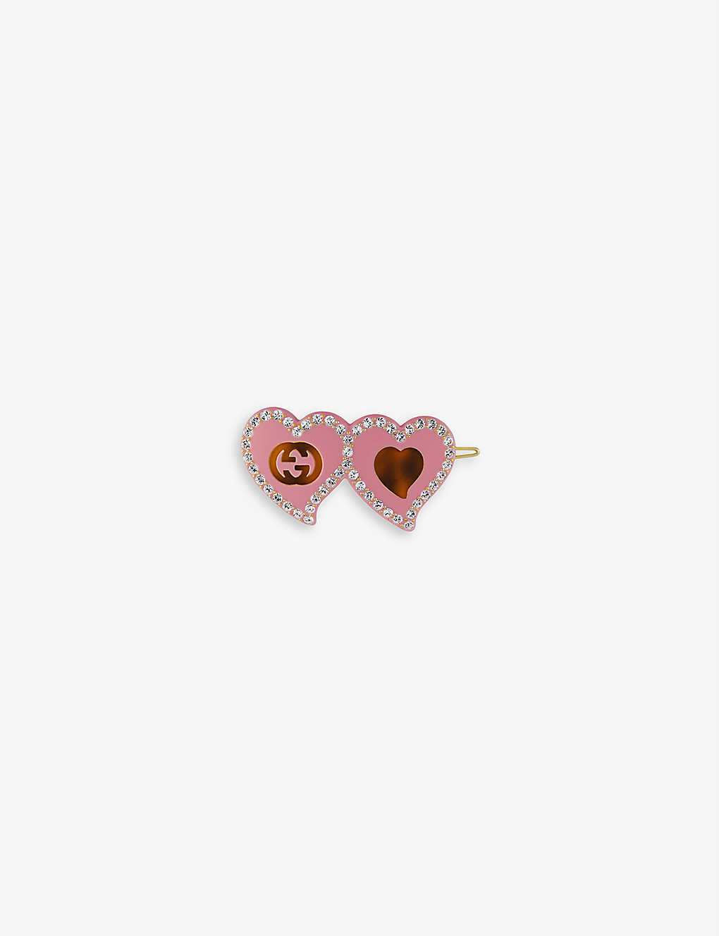Shop Gucci Women's Pink Logo-embellished Heart Resin Hair Clip