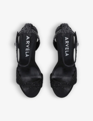 Shop Carvela Women's Black Kianni Embellished Heeled Sandals