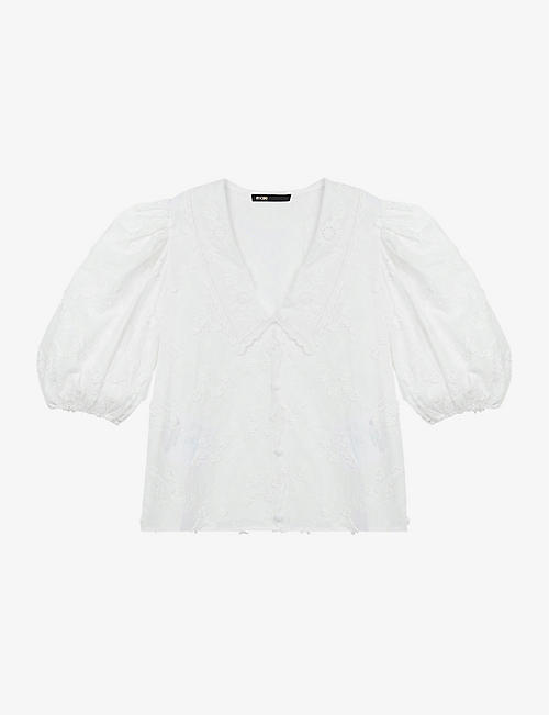MAJE: Coiso collar-detail cotton peasant blouse