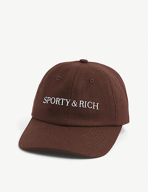 SPORTY & RICH: California logo-embroidered wool cap