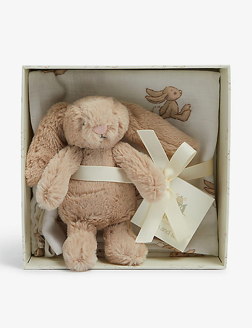 JELLYCAT: Bashful bunny set-of-two plush toy and cotton muslin gift set