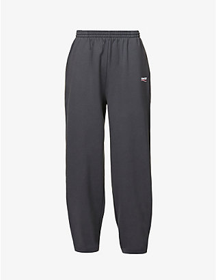 BALENCIAGA: Brand-embroidered wide cotton-jersey jogging bottoms