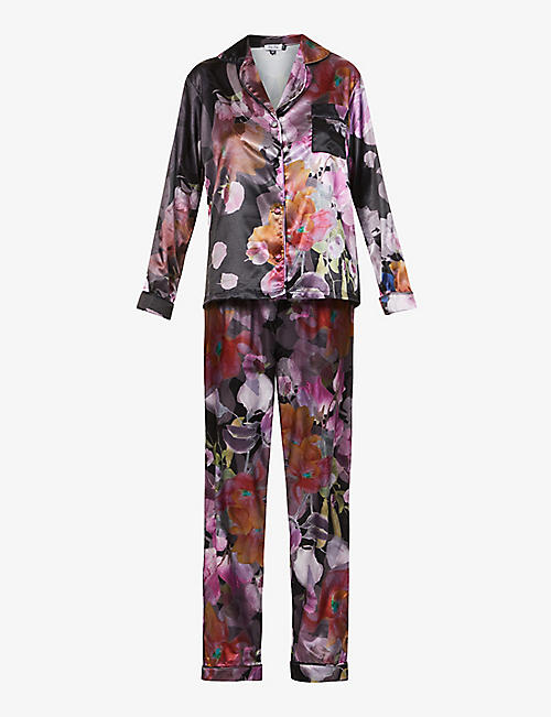 CHI CHI LONDON: Floral-print satin-woven pyjama set