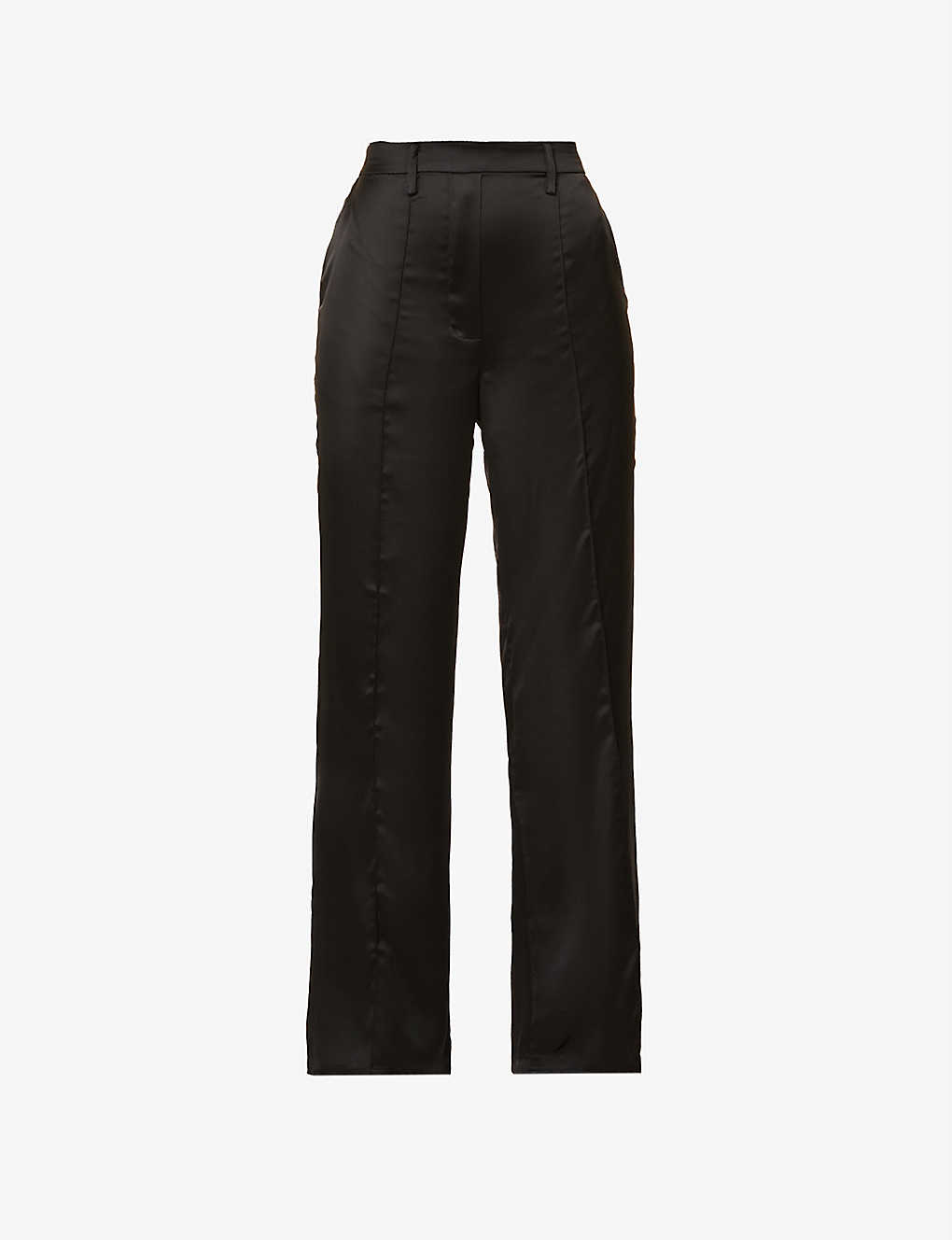 Hailee wide high-rise recycled polyester-blend satin trousers