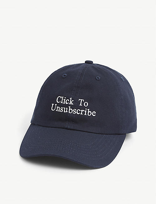 HO HO COCO: Click to Unsubscribe embroidered cotton-canvas cap