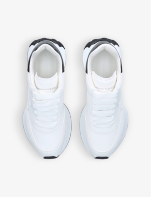 Alexander Mcqueen Sprint Runner Embossed Two-tone Leather Exaggerated-sole Sneakers In White