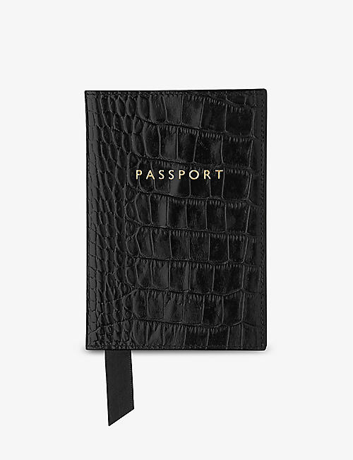 WHISTLES: Croc-embossed leather passport holder