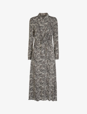 WHISTLES - Heidi animal-print crepe midi dress | Selfridges.com