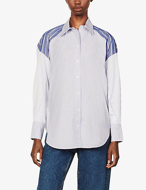 SELX Men African Round Neck Short Sleeve Striped Jacquard Shirt Blouse Top 
