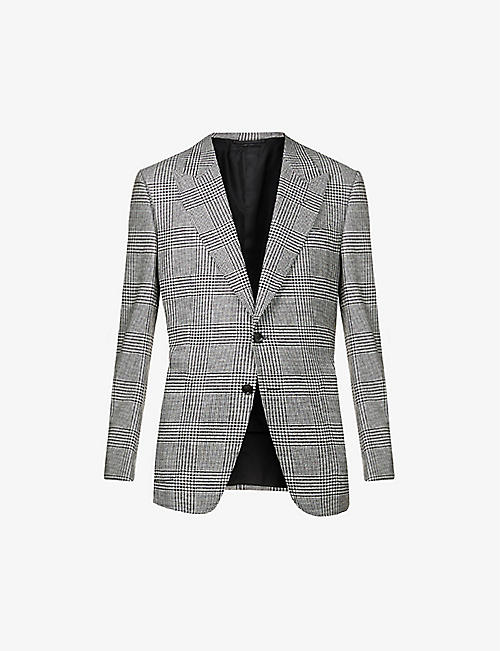 TOM FORD: Single-breasted houndstooth-pattern wool blazer