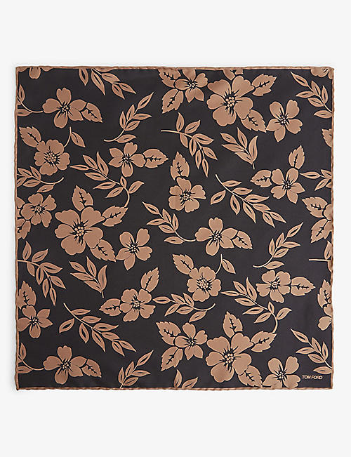 TOM FORD: Floral-print silk pocket square 39cm x 38cm