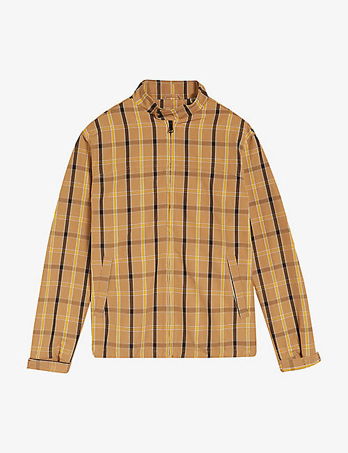 TED BAKER: Deltaa check-design woven Harrington jacket