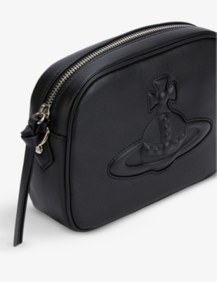 Shop Vivienne Westwood Anna Logo-embossed Leather Camera Bag In Black