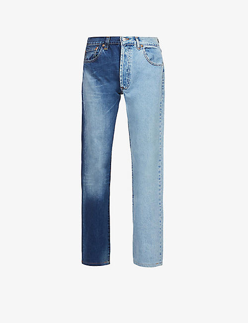 1/OFF: Upcycled 50/50 straight mid-rise denim jeans