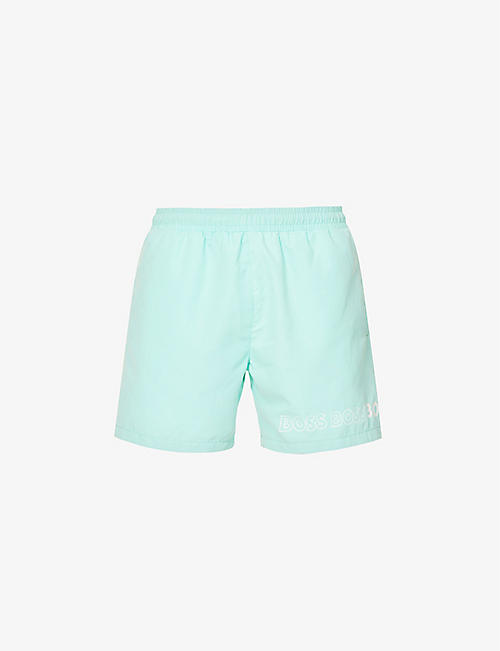 BOSS: Business logo-print woven swim shorts