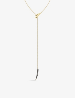 Shaun Leane Sabre Yellow Gold-plated Vermeil Silver And Ceramic Necklace In Yellow Gold Vermeil