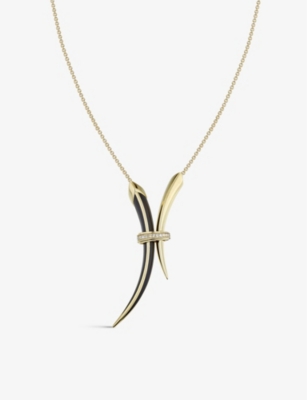 Shop Shaun Leane Women's Yellow Gold Vermeil Sabre Yellow Gold-plated Vermeil Silver, Ceramic And 0.11ct
