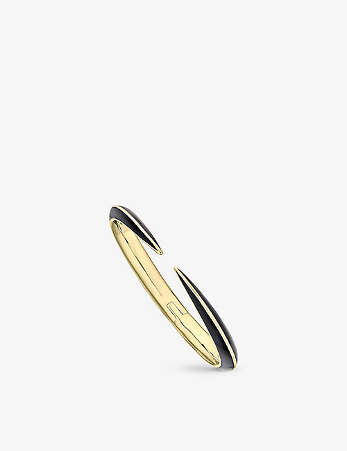 SHAUN LEANE: Sabre Deco vermeil yellow-gold and sterling silver cuff bangle
