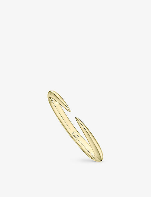 SHAUN LEANE: Sabre Deco vermeil yellow-gold plated sterling silver cuff bangle