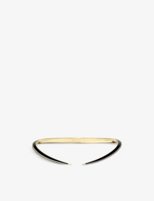 SHAUN LEANE: Sabre Deco vermeil yellow gold, sterling silver and ceramic necklace