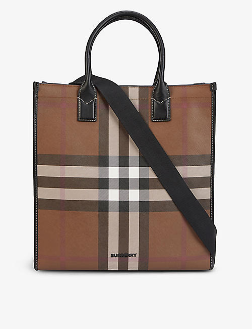 BURBERRY: Vintage Check faux-leather tote bag
