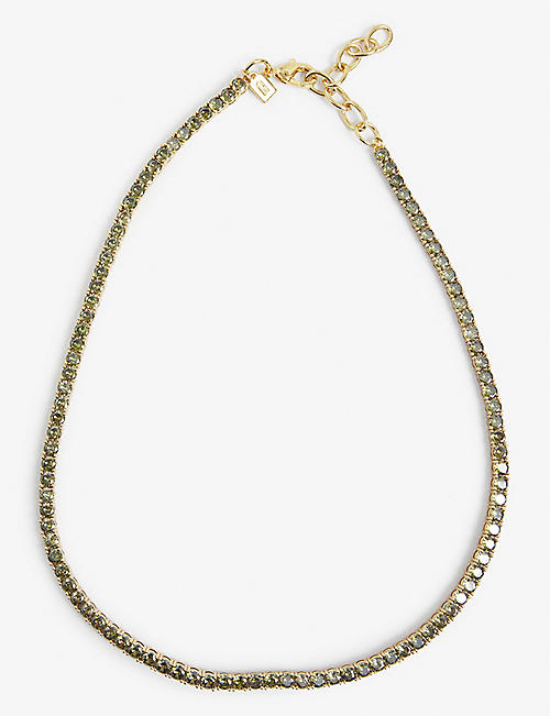 CRYSTAL HAZE: Serena 18ct colour gold-plated brass and cubic zirconia necklace