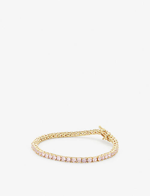 CRYSTAL HAZE: Serena 18ct yellow gold-plated brass and cubic zirconia tennis bracelet