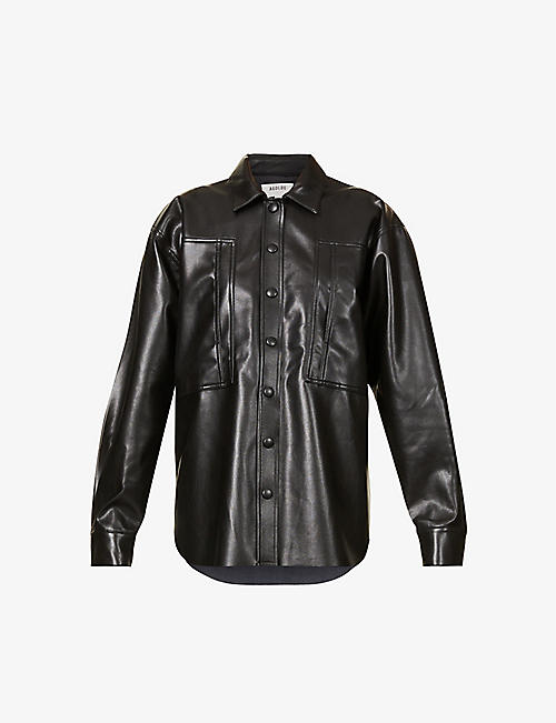 AGOLDE: Buttoned faux-leather shirt