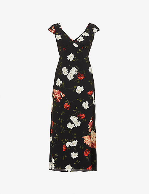 ERDEM: Garnet floral-print crepe dress