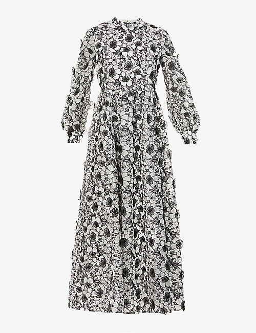 ERDEM: Tallulah floral-embroidered silk midi dress