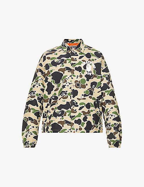 A BATHING APE: Camouflage-print dropped-shoulder shell coach jacket