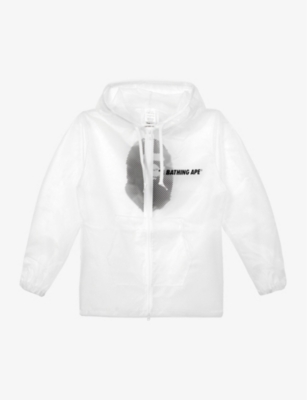 A BATHING APE Brand print transparent shell hooded jacket