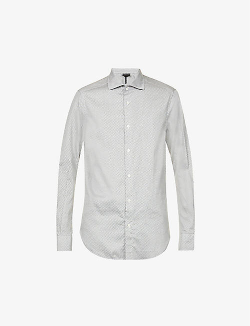 EMPORIO ARMANI: Micro-print stretch-cotton shirt