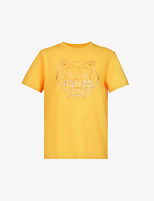 KENZO: Tiger round-neck logo-embroidered cotton-jersey T-shirt