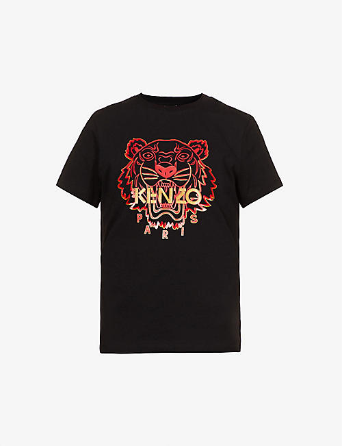 KENZO: Tiger Icon brand-embroidered cotton-jersey T-shirt