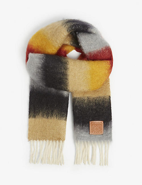 LOEWE: Striped mohair wool scarf