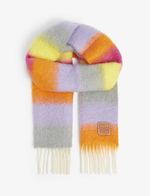 LOEWE: Striped mohair wool scarf