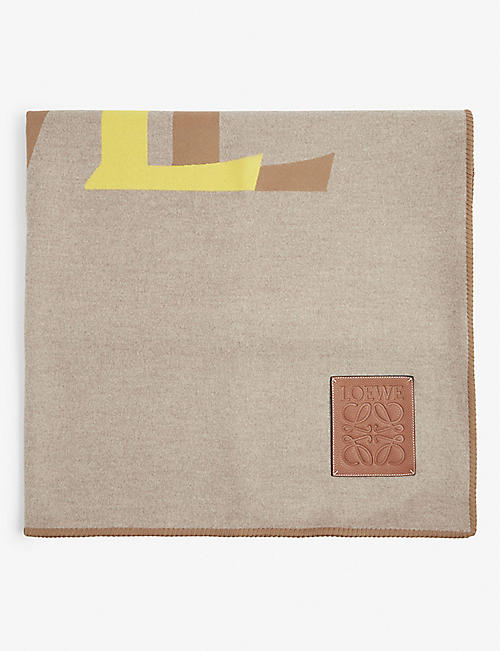 LOEWE: Logo-patch wool and cashmere-blend blanket 140m x 200cm