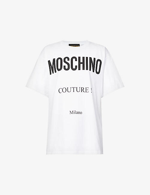 MOSCHINO：Couture 徽标平纹针织棉 T 恤