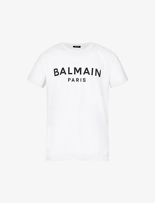 BALMAIN: Logo-print relaxed-fit cotton-jersey T-shirt