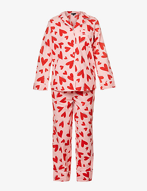 NOBODY'S CHILD: Martha heart-print organic-cotton pyjama set