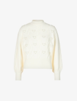 NOBODY'S CHILD Funnel-neck pearl-embellished knitted jumper