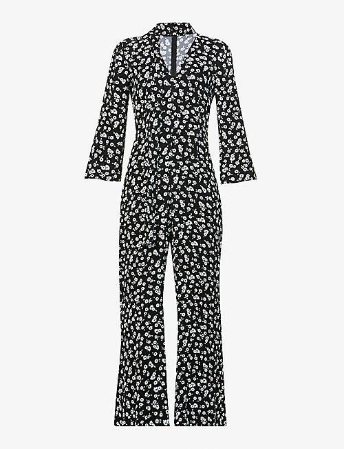 RIXO: Ashley floral-print woven jumpsuit